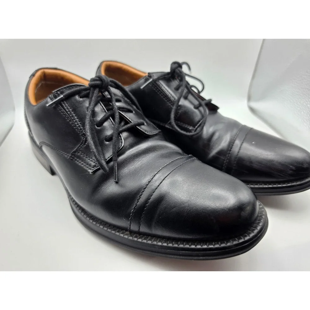 George Mens Black Cap Toe Oxford Dress Shoes Lace Up MNGE22GN002 Size 8.5
